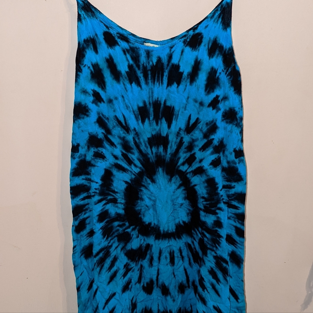 Blue and black tie dye dress